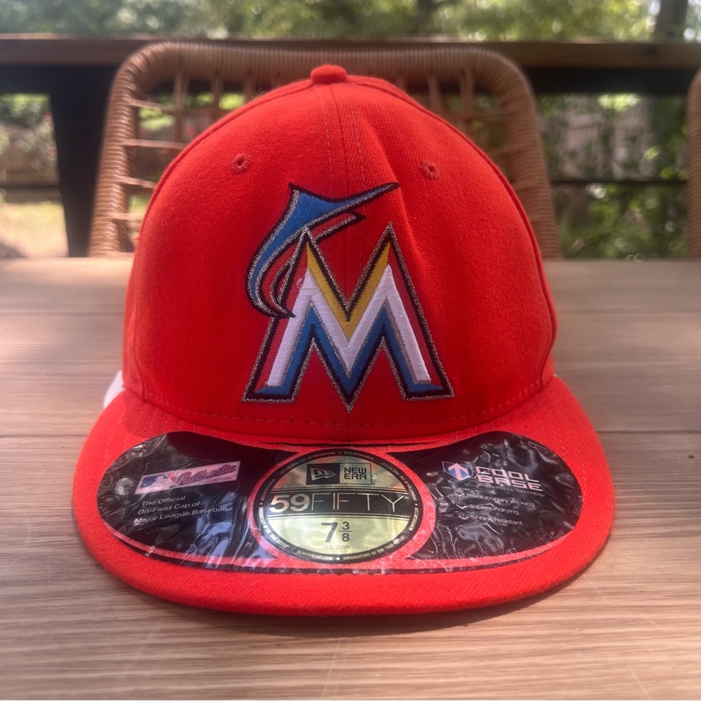 New Era 59Fifty Men Women Cap Miami Marlins Authentic Orange On Field Fitted Hat